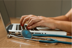 stethoscope with laptop