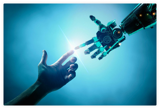 Human and robot hand